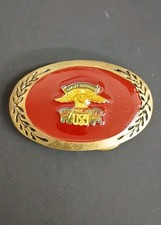 Harley Davidson USA Est 1903 Oval Red Gold Tone Belt Buckle Metal Motorcycle