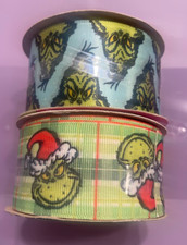 Grinch Christmas Ribbon 1 1/2 inch by 9 ft NEW Set of 2