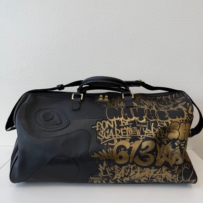 Sprayground Half Graff Glide Large Black Gold Designer Duffel Bag 20''x10''x8''