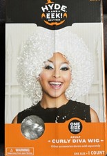 Adult Womens Teen Hyde and Eek WHITE Curly Diva Wig Costume Halloween OSFM NIB