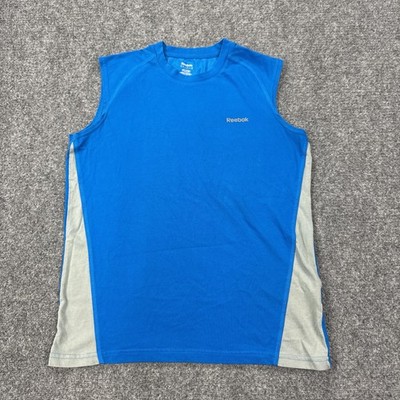 Reebok PlayDry Tank Top Mens Small Blue Sleeveless Athletic Training Workout