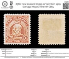 8386: New Zealand SG399 1s Vermilion 1909 Sc#139a Mi130C Mint MH C£65
