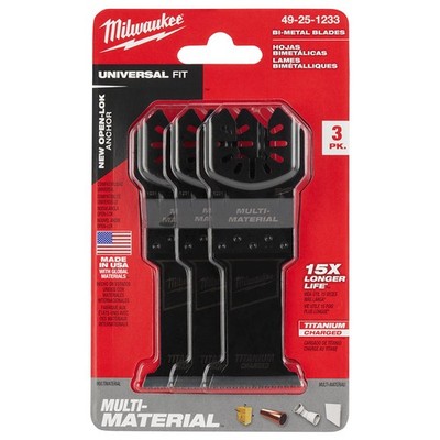 Milwaukee 49-25-1233 Titanium Enhanced 3 Pk 1-3/8'' Oscillating Multi Tool Blades