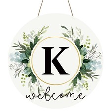 Monogram Letter K Wreaths for Front Door Wreath Wooden Welcome Sign for Front...