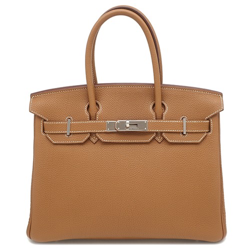 HERMES Handbag Birkin 30 Togo  gold SilverMetal tea □K 【storage bags】 ...