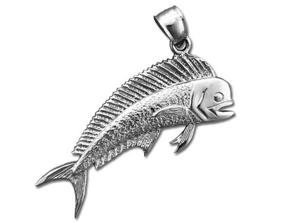 Rhodinierter 925 Sterling Silber Mahi Mahi Anhänger
