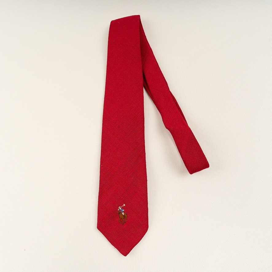 Vintage Polo Ralph Lauren Tie Linen Flesh Pony Handmade USA 3 x 55" 90