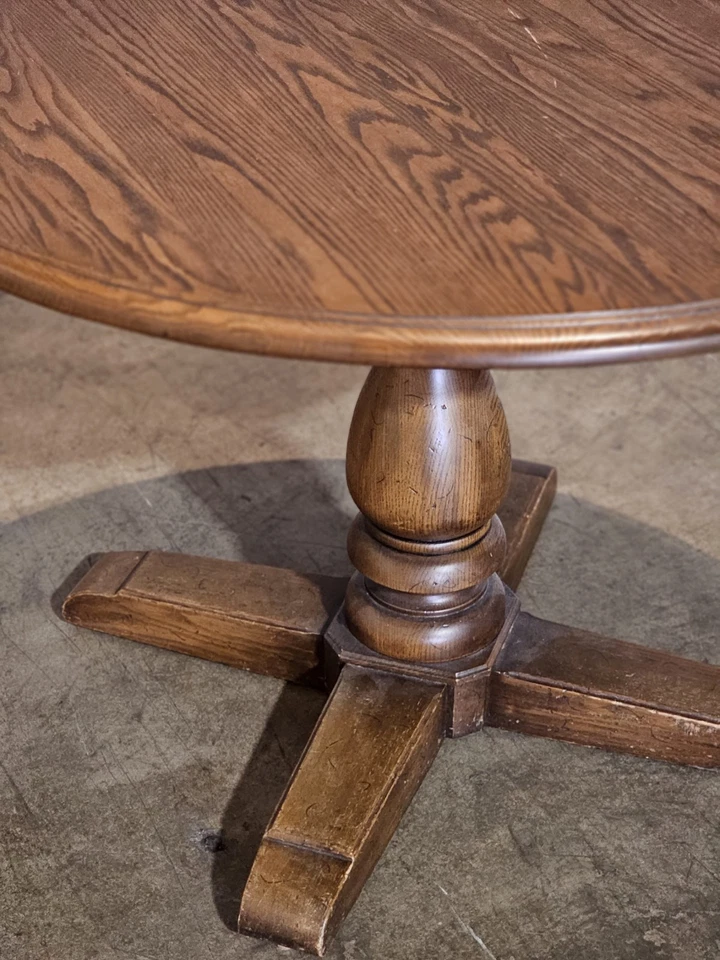 Conant Ball Furniture Solid Oak Round English Style Dining Table Pub Table - Image 3 of 4