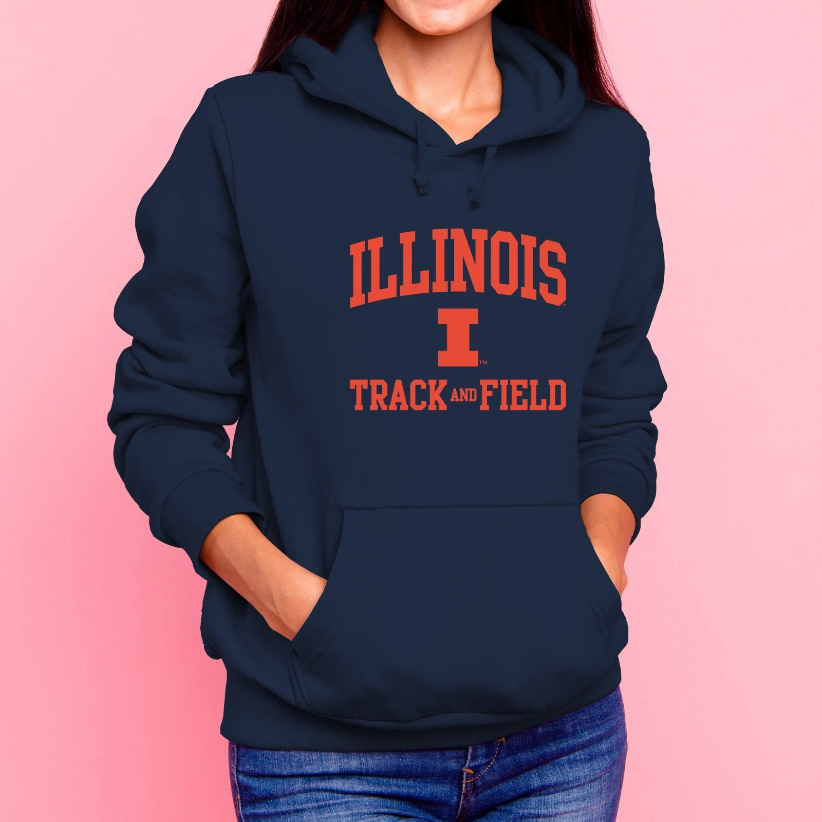 Illinois Arch Logo Track & Field Hoodie - Navy