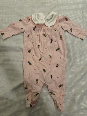 Ralph Lauren Polo Bear Pink Cotton Footed Sleeper One-Piece 3 Months