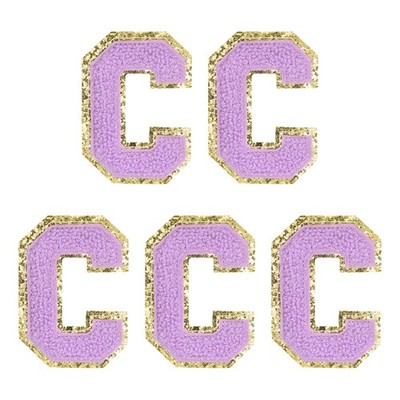 Chenille Letter Patches 2.2'' Letter C Embroidered Patch (Purple, Pack of 5)