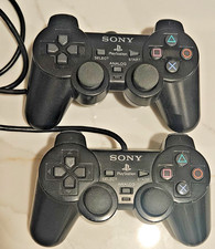 2 PlayStation 2 PS2 OEM Sony DualShock 2 Controller Black Tested Working