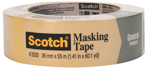 SCOTCH 2020-36AP Masking Tape, 60 yd L, 1.41 in W, Tan - 第 3/10 張圖片