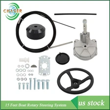 15 Feet Boat Rotary Steering System Outboard Kit Marine W/12.4" Wheel SS13715 US