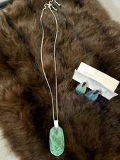 Kendra Scott Inez Pendant Necklace and Earrings Silver Iridescent