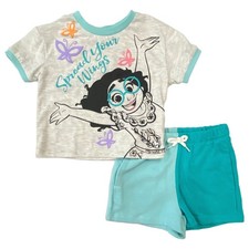 Disney Encanto Infant Girls Green Color Block Mirabel Outfit Shorts 2T