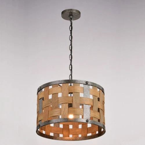 Vaxcel Lighting P0363 Norwood 16"W Pendant - Vintage Steel / Distressed Wood - Picture 7 of 12