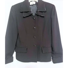 Collections for Le Suit Black Embellished Collar Blazer Jacket Women’s 6