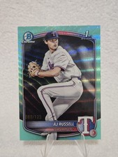 2025 Bowman Chrome Draft AJ Russel Teal Wave Refractor /125 BDC-51 Texas Rangers