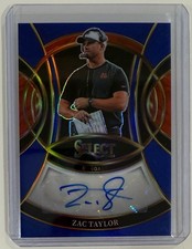 2025 Panini Select Zac Taylor Blue Prizm Coach Auto /149