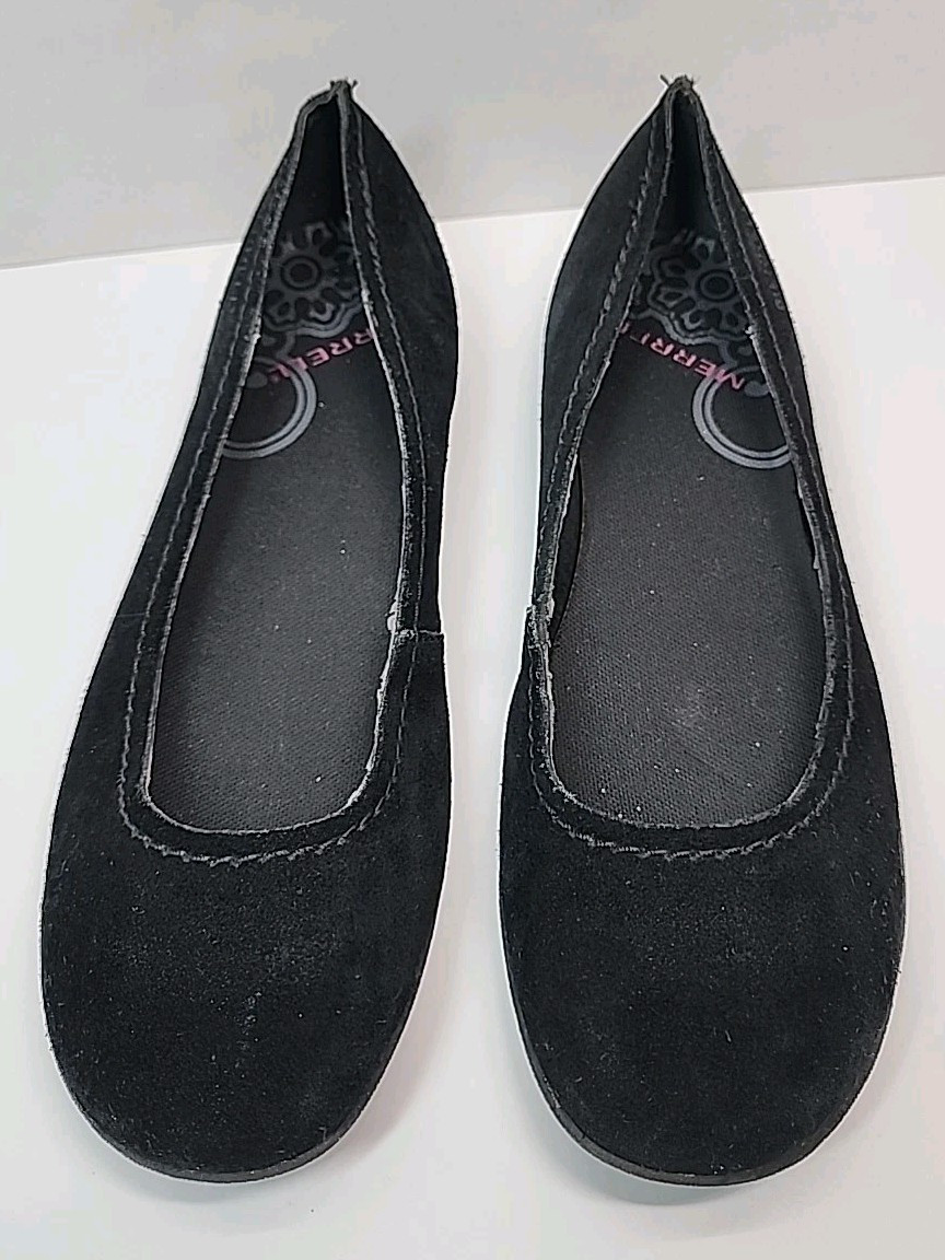 MERRELL scarpe donna taglia 9 ballerine nere scamosciate slip on performance comode