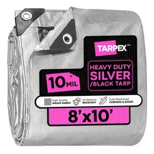 TARPEX - 10 Mil Silver Black Heavy Duty Poly Tarps 8' x 10'