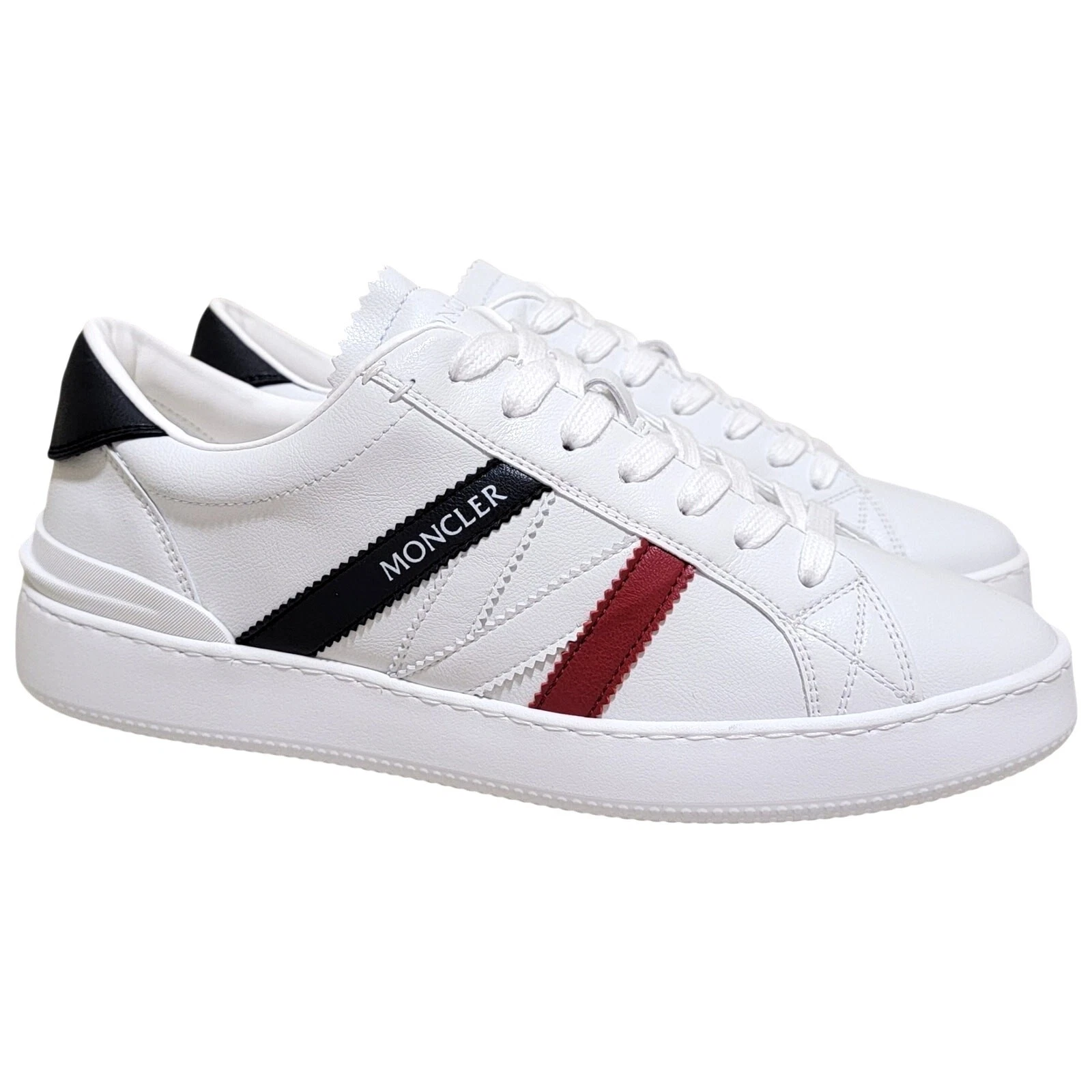 Moncler — Moncler Men Monaco M Low Top Fashion Sneakers Size US 10 EU 40 White Blue Red
