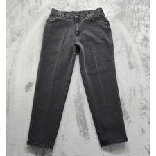 Vintage Lee Jeans Womens 16 Faded Distressed Black High Rise Tapered Leg Mom