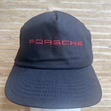 Vintage Porsche Hat Cap Strapback Black Red Embroidered Racing Size S/M *Read*