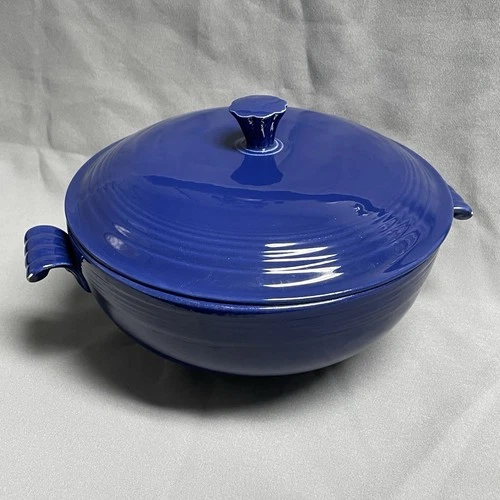 Fiestaware Vintage Cobalt Blue Casserole Fiesta Homer Laughlin 1930’s FLAWS