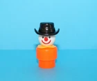 Vintage Fisher Price Little People Cowboy Rodeo Clown Figure Orange