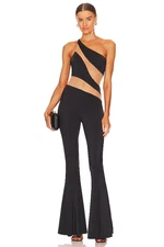 Norma Kamali Snake Mesh Fishtail Jumpsuit in Black & Nude Mesh S NWOT $295