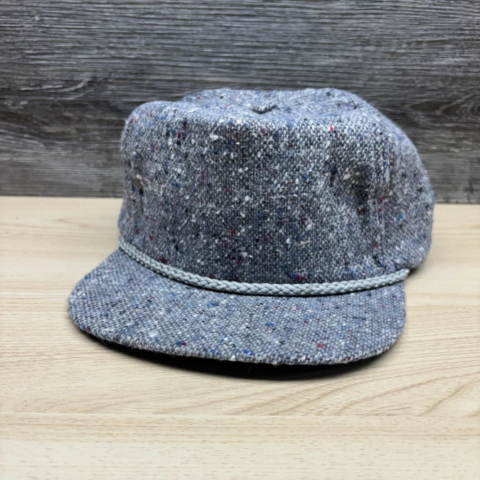 Vintage Imperial Caps Hat Cap Strap Back Gray Tweed Speckled Rope Mens 80s - Image 3 of 4