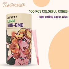 Pre Rolled Cones 100 Packs Colorful Organic King Size Cones Rolling Paper 108MM