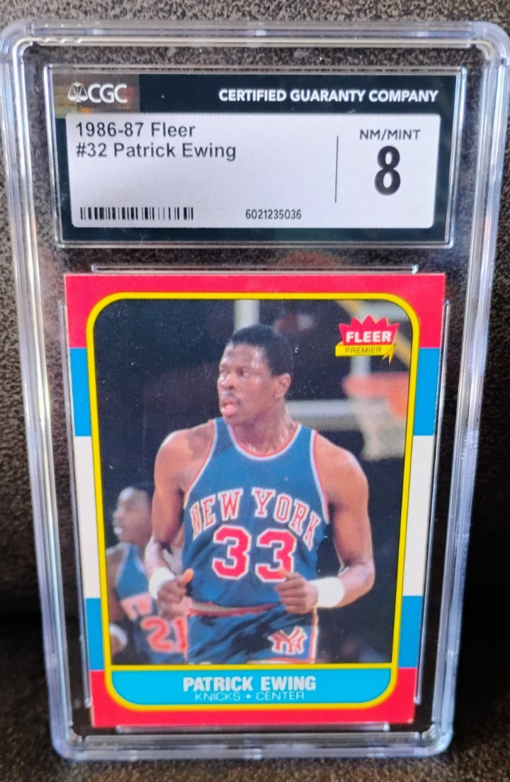 1986-87 Fleer Premier PATRICK EWING RC #32 CGC 8