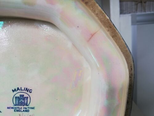Vintage Maling Glanz Sockelschale Pflaume & Obstgarten Früchte Nr 2449 B achteckig - Bild 9 von 10