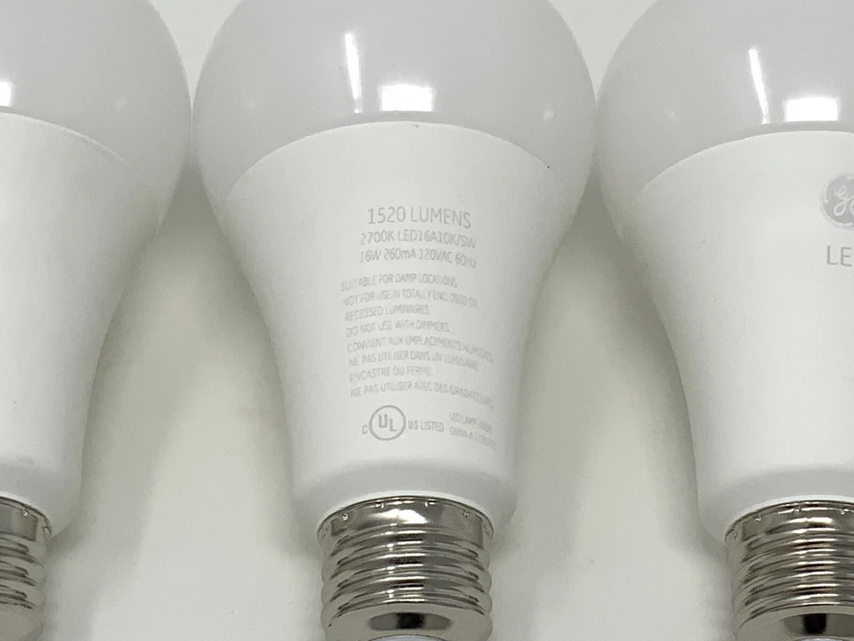 5 Pack GE LED 1520 Lumens Light Bulb 16W 100W Soft White 2700K A21 LED16A10K/SW - Image 2 of 2
