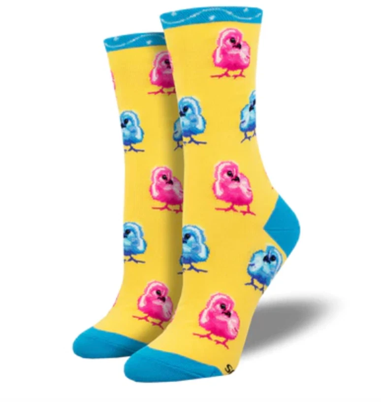 Peep This Easter Calcetines Amarillos Crew Chicks at Play Zapato Talla 4-10.5 Para Mujer NUEVO Foto 3 de 3