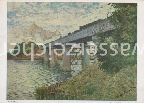 Carte d'artiste Claude Monet - Le pont ferroviaire d'Argenteuil, an Born (BW182) - Photo 1 sur 2