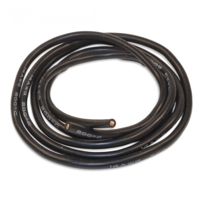 PartCore Silikonkabel AWG 10 (5,3 Qmm) – Supersoft, Hochflexibel, 600 V, 200°C Hitzebeständig, 1 M, Schwarz
