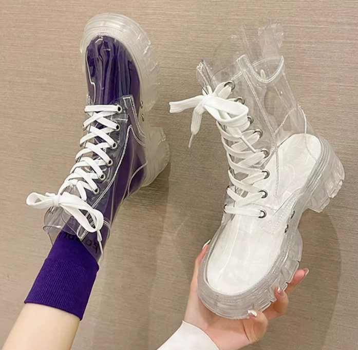 Ankle Pvc Chanel Sneakers Fashion Women Athletic PVC Clear Ankle