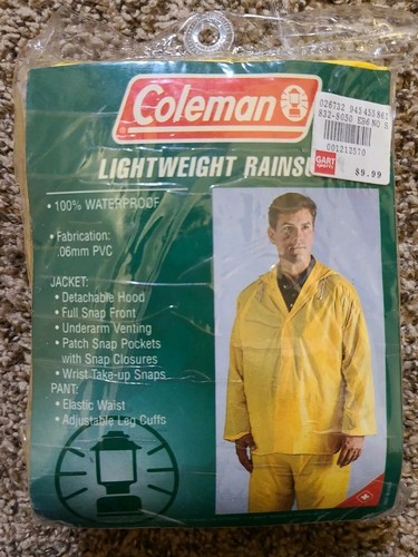 Coleman Lightweight Rainsuit, 2 piece Pants & Jacket Coat