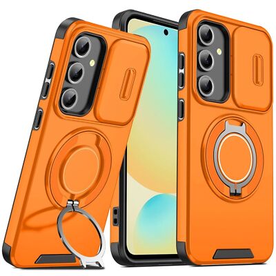 For Samsung S26 S25 S24 S23 S22 Magnetic Ring Stand w/Slide Lens Hard Phone Case