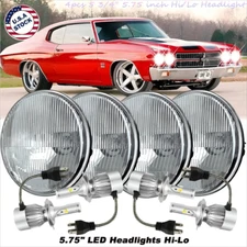 4PCS for Chevy Chevelle 1964-1970 5.75" 5-3/4 6500k LED Headlights Hi-Lo Beam A+