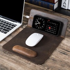 Leder Wireless Charging Mauspad mit Leder-Handgelenkstütze 