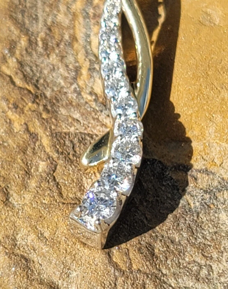 IKS 14k Viaje Diapositiva Colgante 16 Diamantes Graduados 1.0 CTW 24" Caja Collar Foto 2 de 4