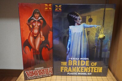 X-Plus 1/8 Bride of Frankenstein & Vampirella mit Fledermausschatten Modellba...