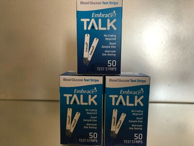 Embrace TALK Blood Glucose Test Strips 150 Qty.  Exp 04/2027. Free shipping