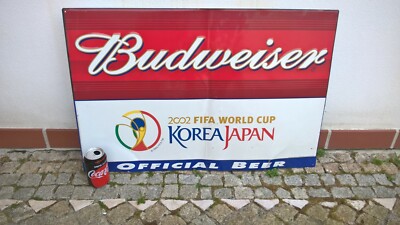 Metal Advertising ORIGINAL SIGN BUDWEISER Beer Sponsor 2002 FIFA World soccer
