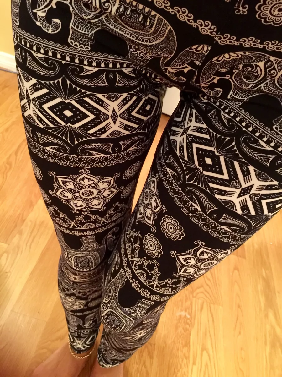 PLUS Elephant Tribal Indian SOFT battery Leggings S M L One size 1X 2X 2-22